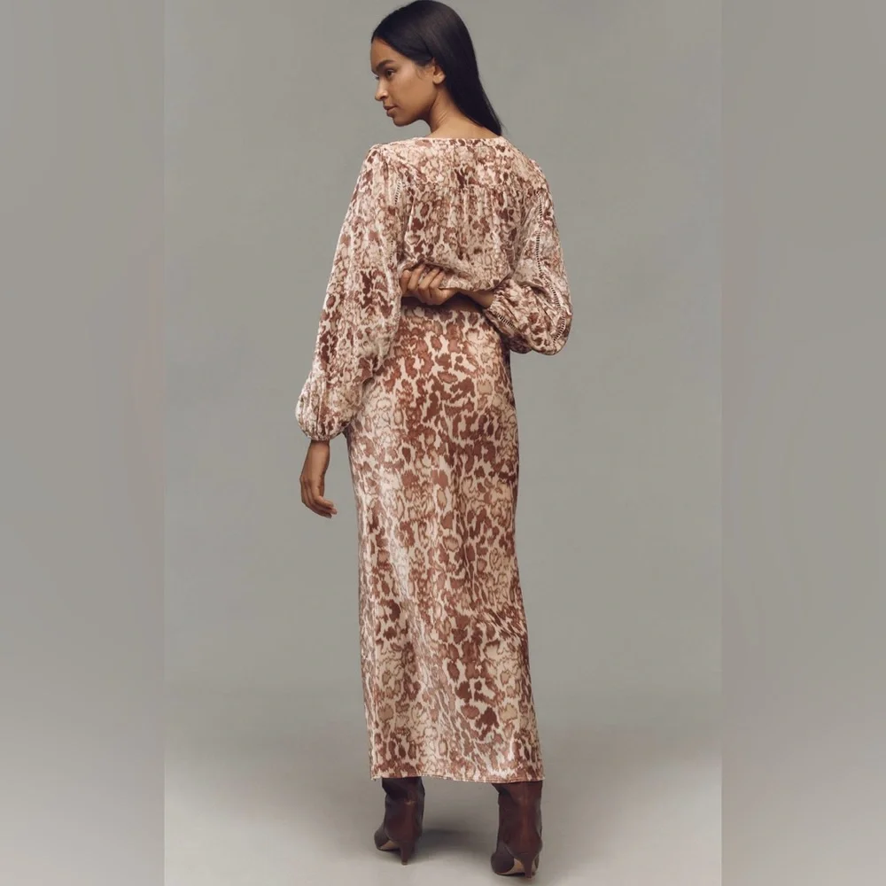 NWT Anthropologie The Tilda Maxi Slip Leopard Skirt: Velvet Edition, Size XS